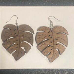 Wooden Leaf Earrings